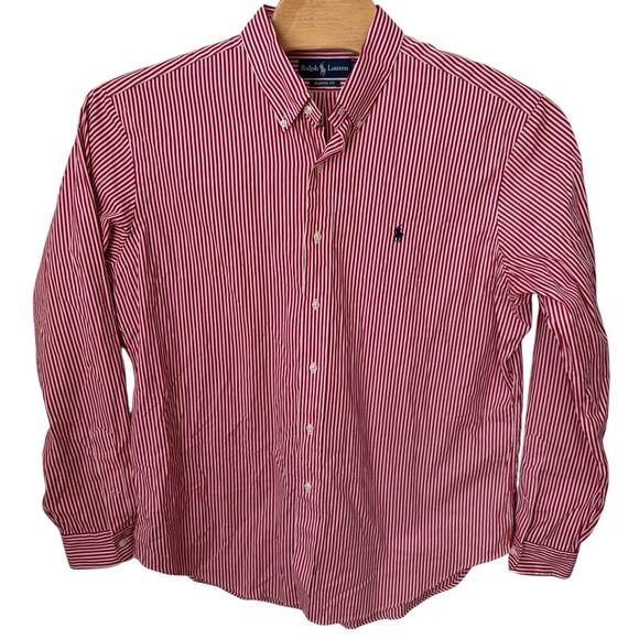 Ralph Lauren Shirt Men's Size XL Red White Striped Pony Long Sleeve Christmas - Picture 4 of 6